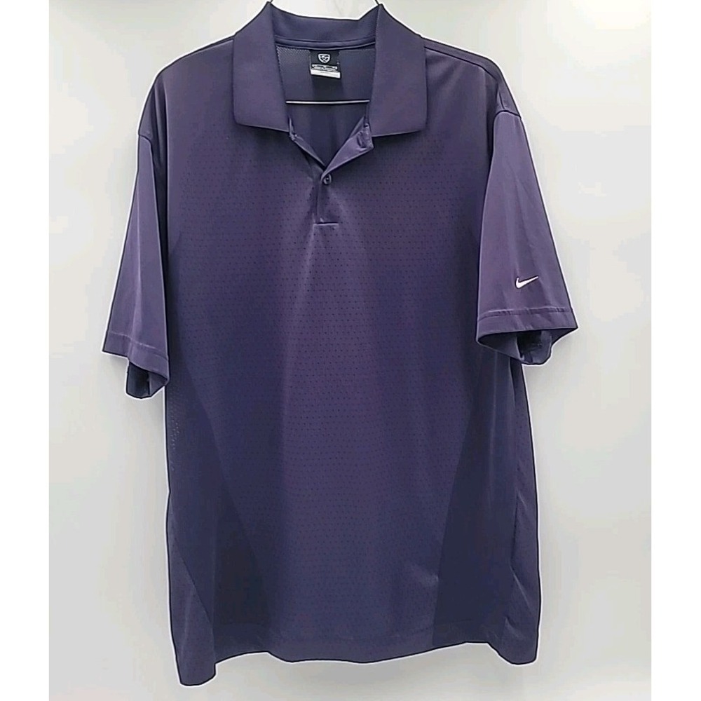 NIKE GOLF Men's Polo Shirt Violet Purple Mesh Dri Fit Stretch Logo Size Med